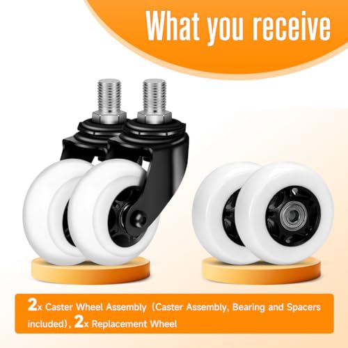 image for FVRITO 2 Pack Complete Caster Wheels Assembly for Razor Crazy Cart, wi