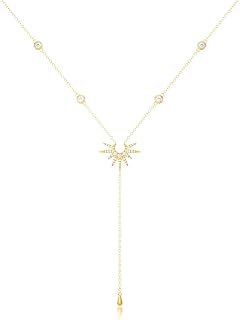 Élégant Collier en Y en or 14 carats avec pendentif en forme de soleil, bijoux boho pour femme, pour l'été, style boho, L, Or, L
