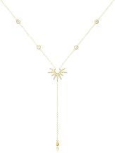 Moguri Elegant 14K Gold Y Necklace Sun Pendant Boho Jewelry for Women Summer Boho Style L Gold L