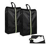 2 PCS Smell Proof Shoe Bags for Travel, Cleat Bags for Sports Smell Proof with Zipper and Handle, Large Capacity Odor-Resistant Soccer Cleats Bag, Shoe Bag for Travel Women, Basketball, Soccer(Black)