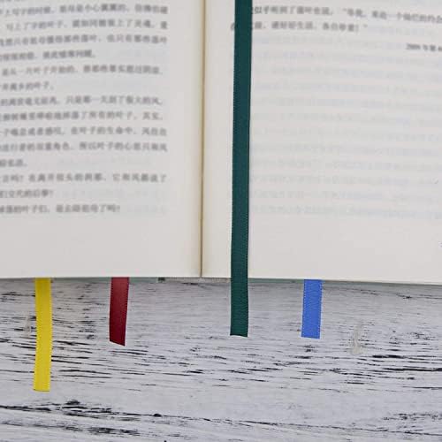 AIEX 4pcs Ribbon Bookmarks Leatherette Bookmark with 5 Colorful Ribbons Book Markers for Books Novel Bible Reading Office Accessories