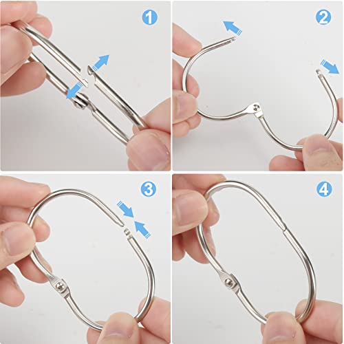 Goowin Shower Curtain Rings, 12 Pcs Shower Curtain Hooks, Oval Snap Shower Rings For Curtain, Metal Shower Curtain Rings Rust Proof, Glide Smoothly Shower Hooks For Shower Curtain Rod (Nickel) #TOP5
