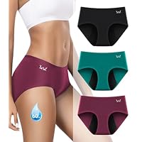 Benirap Periodenunterschwäsche Starke Blutung 60ML, Hohe SaugfäHigkeit Perioden Unterwäsche, Atmungsaktiv Menstruationsunterwäsche Damen (3er Pack) Schwarz Rot Grün S