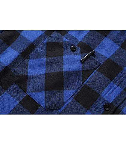 Image of SCODI Mens Flannel Hoodie Shirt Casual Button Down Plaid Long Sleeve Shirts