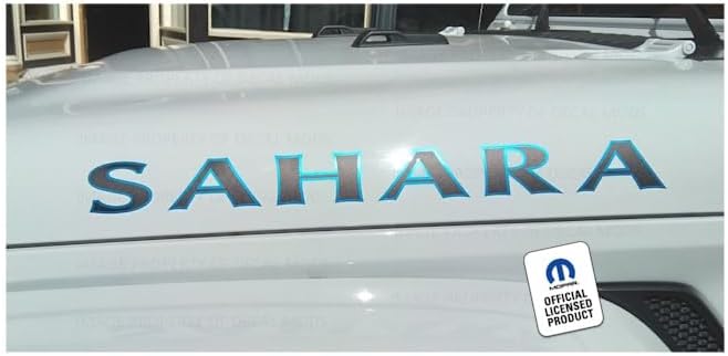 Decal Mods Sahara Hood Graphic Decals fits Jeep Wrangler (2007-2026) (Set of 2) Matte Black & 4xe Blue - BLU4XE | UV1R7