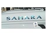 Decal Mods Sahara Hood Graphic Decals fits Jeep Wrangler (2007-2025) (Set of 2) Matte Black & 4xe Blue - BLU4XE | UV1R7