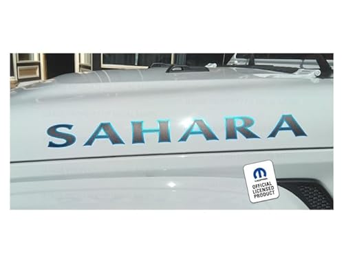 Decal Mods Sahara Hood Graphic Decals fits Jeep Wrangler (2007-2025) (Set of 2) Matte Black & 4xe Blue - BLU4XE | UV1R7