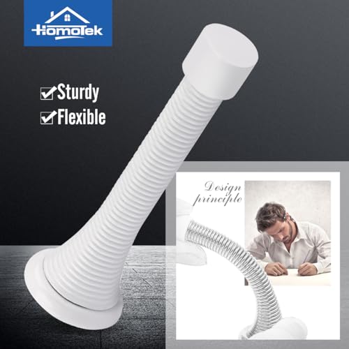 Image of HOMOTEK 30 Pack Spring Door Stops,3-1 /8 inch Heavy Duty Door Stop - Flexible Spring Door Stopper with Low Mounted White Rubber Bumper Tips, White
