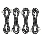 Yumiwoow Telephone landline Extension Cord Cable, Cord with Standard RJ-11 6P4C Plug (10FT-4Pack-Black)