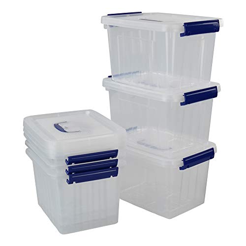 Eagrye 6 Quart Plastic Storage Latch Box, 6-Pack Clear Storage Bin Organizer With Handle #TOP1