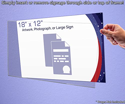 Sign Holder With Adhesive Strips For Hanging 18 X 12 Printed Media Graphics Sleeve Retail Advertising Showcase Photo Notices For Offices Graphic Display Frame Clear Acrylic By Marketing Holders #TOP1