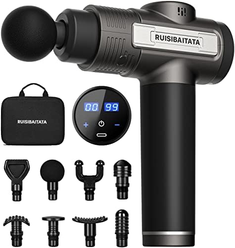 RUISIBAITATA Massage Gun, Deep Tissue Percussion Massager for Pain Relief, Silence Handheld Relaxation Portable Electric Muscle Massager (Gray)