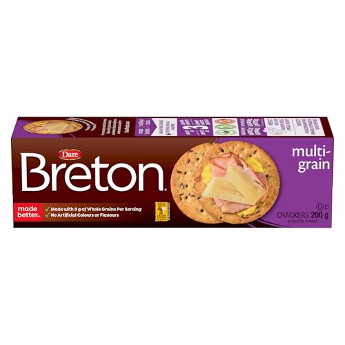 Breton - Breton Multigrain Crackers - Light, Crispy, Plant-Based, Made with a Blend of 15 Grains and Seeds, For Snacking, Dips, Cheese and Spreads, 200g