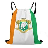 Ivory Coast Flag National Emblem Adult Drawstring...
