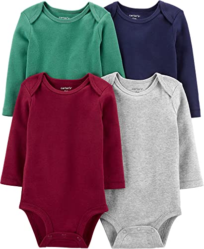 Image of Carter's Baby Boys 4-Pack Long-Sleeve Original Bodysuits Solids