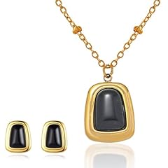 #AB2 Black Gold Dangle Earrings Set for Women