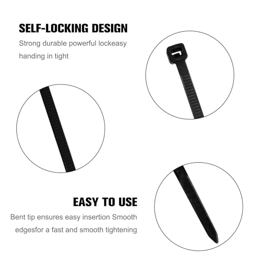 image for OUPENG Black Zip Ties Assorted Sizes 4+6+8+10+12-Inch，600PCS Multi-P