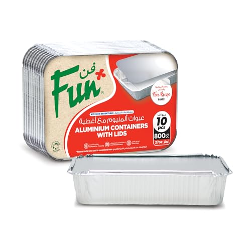 Fun Aluminium Containers with Lids 800Cc (Pack of 10) Leakproof Food Storage Containers Durable for Meal Prep Lunch Takeout & Kitchen Use