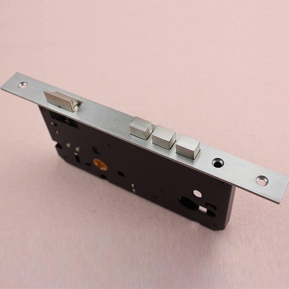 Mortice Lock,Mortise Locks, Mortise Sliding Mute Door Narrow Lock Body Stainless Steel Single Bolt Triple LockHandle Lock with High Security, 60mm, Black85mm