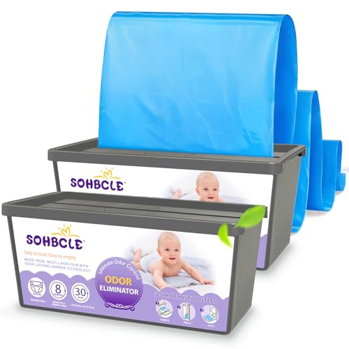 Image of Bags Refill Compatible with Genie Easy Roll Signature Diaper Pail and Platinum Diaper Pail, Upgraded 60 Bags Hold up to 2800 Newborn Diapers, Extra Thickness Powerful Odor Control, Plant Scented