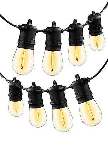 DAMAING Outdoor LED String Lights 144FT Patio Lights for Outside with 47 Plastic S14 Edison Bulbs,Heavy Duty Waterproof Hanging Lights for Backyard,gazobo,Porch,Cafe,Balcony,Canopy,3 Pack x 48Ft