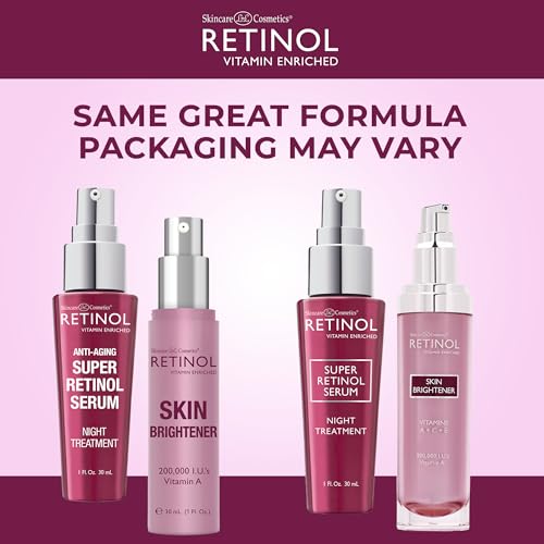 SKINCARE LdeL COSMETICS RETINOL Retinol Skin Brightener – Skin Tone Corrector Smooths & Rejuvenates Face for a Healthy Glow + Retinol 6X Super Serum – Unique, Intensive Formula Accelerates Skin Renewal While You Sleep
