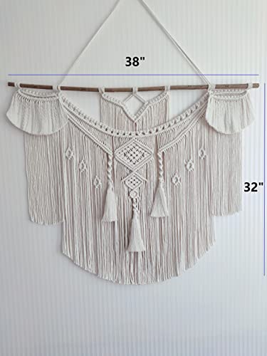 Qlbuj Large Macrame Wall Hanging Natural Driftwood Macrame Tapestry Above Headboard Boho Home Decor For Bedroom Living Room Apartment Wedding Party,38" W X 32" L #TOP1