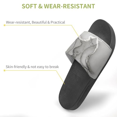 Gray Art Marble PVC Slippers Sandals for Women Men Open Toe Soft Cushioned Non-Slip Sandal for Indoor Outdoor3