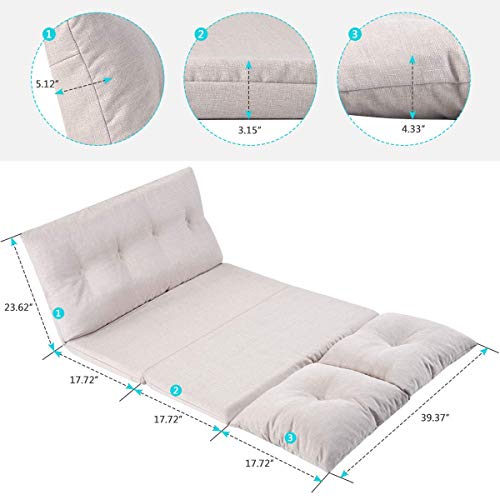 Harper & Bright Designs Floor Sofa Adjustable Lazy Sofa Bed, Foldable Mattress Futon Couch Bed, Beige #TOP1