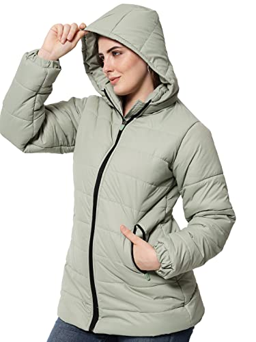 Image of KOTTY Women Nylon Peach Pink Solid Puffer Jacket