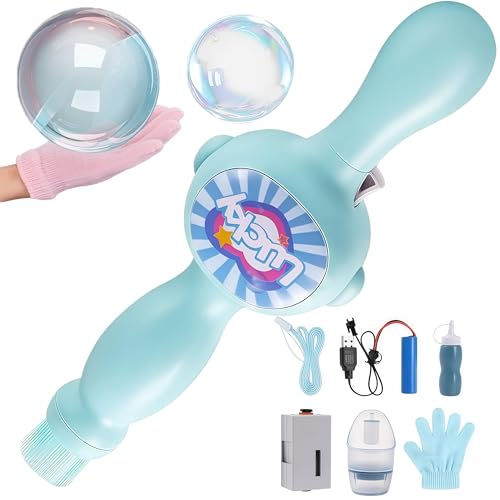 e Machine, Magic Fog Bubble Wand, Rechargeable Smoke Bubble Machine, Colorful Lights & Music Bubble Maker,Toddler Gift for Outdoor, Party, Beach, Summe (Blue)