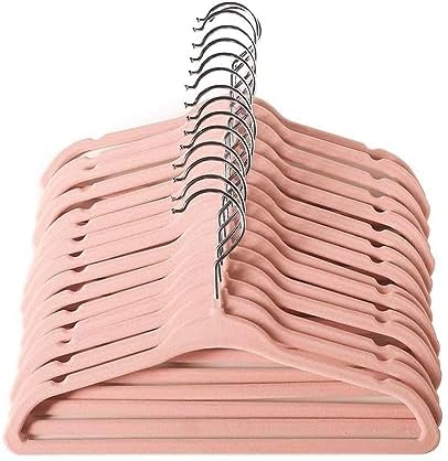 ManGotree 28 cm rutschfeste Baby-Kleiderbügel aus Samt 15 Stück Hellrosa | Rutschfeste Kleinkind-Kleiderbügel, platzsparende Kleiderbügel aus Filz mit 360° drehbarem Haken für Kind