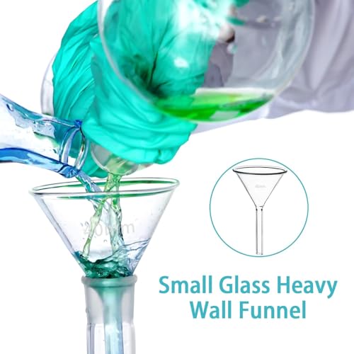 HUAOU 3pcs Glass Funnel Sets, 3.3 Borosilicate Glass Short Stem, Heavy Wall, Spice Funnel for Kitchen Use Filling Bottles, Filter Oil Funnels for Science Labs Powder (50mm+75mm+100mm) - Thumbnail 3