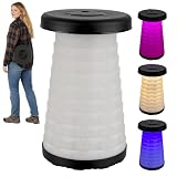 Wakeman Collapsible Stool with LED Lights - 16.5β Height Adjustable Small Folding Chair - 440lb Capacity Outdoor Portable Folding Stool for Hiking, Fishing, Party or Camping Chair Outdoors (Black)