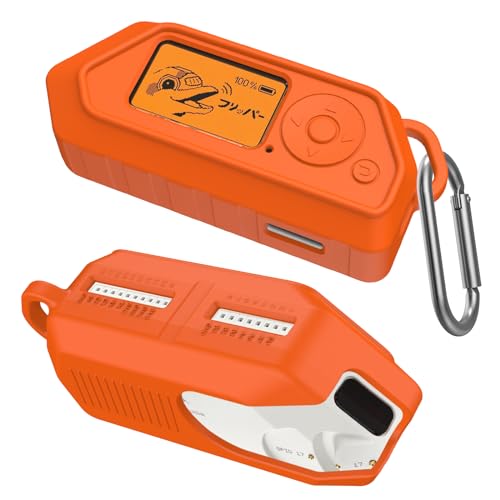 PUCGUE Silicone Case for Flipper Zero, Soft Protective Case for Flipper Zero Device, Anti-Scratch Protective Cover for Flipper Zero WiFi with Carabiner (Orange)