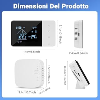 Termostato wifi, Intelligente Cronotermostato Wireless con Ricevitore per Caldaia 3A, Programmabile Settimanale, termostato da parete compatibile con Alexa e Google Assistant, a Batteria