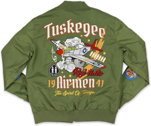 Big Boy Tuskegee Airmen S5 Mens Bomber Jacket [Green] - ID#68319-77-207-0-03