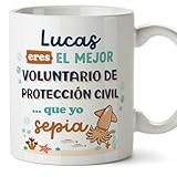 MUGFFINS Tazas Personalizadas para VOLUNTARIO DE PROTECCIÓN CIVIL hombre - En Español - Mejor que yo Sepia - 11 oz / 330 ml - Regalo Personalizable original y divertido