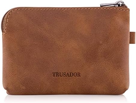 Trusador Milano Kadın Erkek Deri Bozuk Para Kartı Anahtarlık Cüzdan Kese Çanta Fermuarlı Değiştirme Çantası, Konyak, Bozuk Para Cüzdanları ve Torbaları - Görsel 2