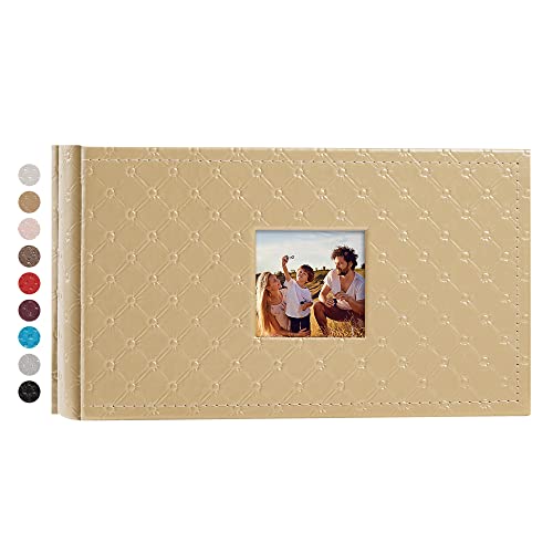 Mublalbum Small Photo Album 4x6, 100 Pockets, Leather Cover, Gold
