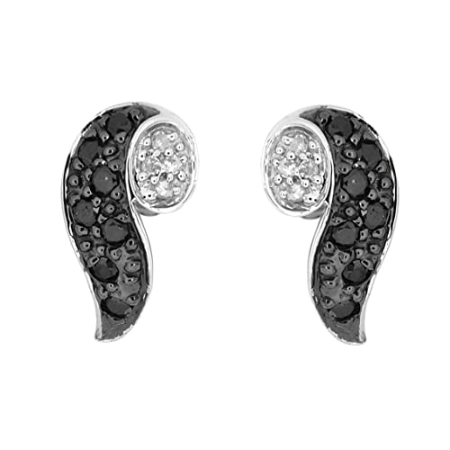 Boucles d’oreilles swirl or blanc 9 carats diamants 0,22ct le cadeau d'exception pour femme
