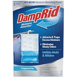 DampRid Fragrance Free Hanging Moisture Absorber, 16 oz., 3 Pack - Eliminates Musty Odors for Fresher Air, Ideal Moisture Absorbers for Closet, 14% More Moisture Absorbing Power*