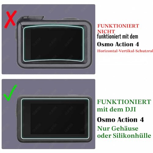 ULBTER Displayschutzfolie für DJI OSMO Action 4 Kamera + Silikon Objektivdeckel Abdeckung [2+6 Stück], 0,3 mm 9H Härte gehärtetes Glas, Anti-Scrach Anti-Bläschen