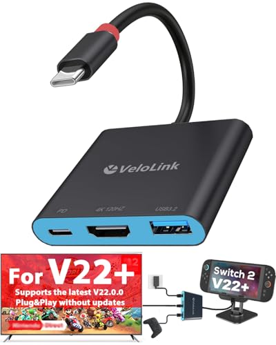 Switch 2 Dock HDMI2.1 atualizado V22 para Nintendo Switch 2 compatível com o firmware mais recente V22+/Plug & Play/Usbc para adaptador HDMI 4k120Hz para laptop/MacBook (preto Plug & Play)