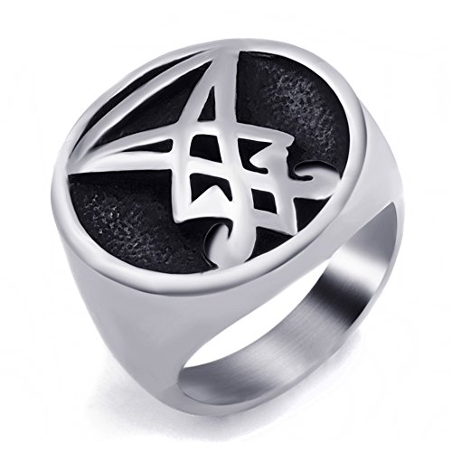LILILEO Jewelry Stainless Steel Sigil of Lucifer Seal of Satan Baphomet Ring for Men's Rings
