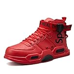 Fushiton Mens High Top Trainers Fashion Sneakers for Men Freestyle Hi-Top Walking Jogging Athletic Fitness Outdoor Shoes Red