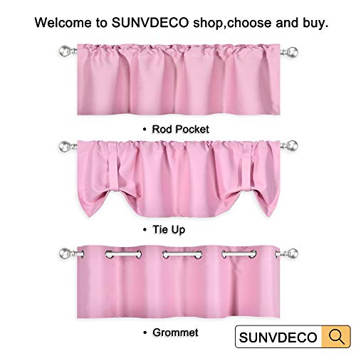 Decovsun Pink Blackout Valance For Windows Treatments 18 Inch Length Girls Bedroom Valance Rod Pocket Top Tie-Up Short Adjustable Valance For Baby Nursery 52”X18” Unicorn Room Decor #TOP6
