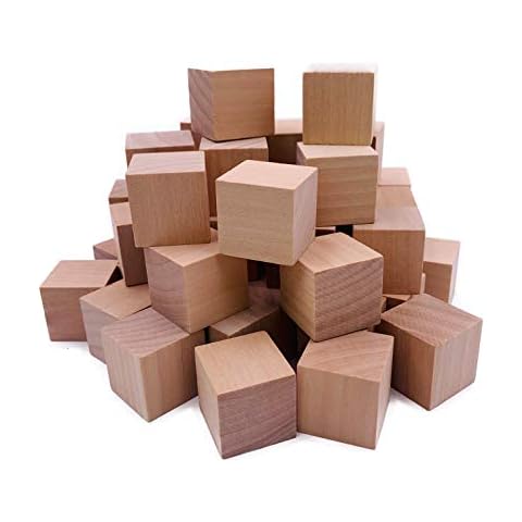 William Craft 130 Pcs 1 inch Natural Solid Cube Wooden Unfinished Craft Wood Blocks Wood Cubes for DIY Craft Gifts (130pcs) Cover