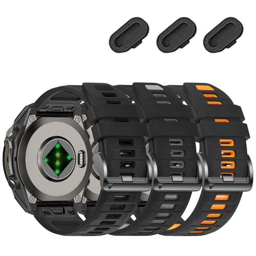 Image of 26mm Watchbands Compatible With Garmin Fenix 8 Pro /Quatix 8 51mm /Fenix 7X Pro /7X /6X Pro /6X /5X Plus /5X /3 HR,Silicone Quick-Fit Strap for tactix 8 51mm /7 pro /Enduro 3 2 /Descent Mk3i-51mm /Mk2i