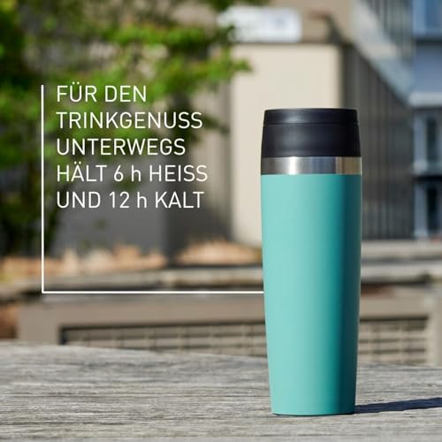 Emsa N2023850 Travel Mug Classic Isolierbecher 0,5 Liter, neuer Komfort Schraubverschluss, Pulverbeschichtung, Edelstahl, 360 Grad Trinköffnung, Petrol Blau 4